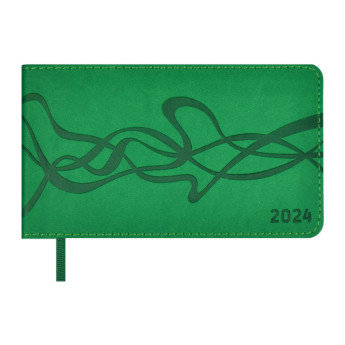 Еженедельник 150*87мм 2024г Escalada "Виннер" мягк. перепл., иск. кожа, зеленый, тисн. 63913