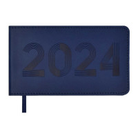 Еженедельник 150*87мм 2024г Escalada "Виннер" мягк. перепл., иск. кожа, синий, тисн. 63911