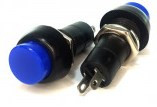 Кнопка без фиксации PBS-11B (Off-On) Синяя (250V, 2A, выкл.-вкл., 2pin, D10mm, L=23mm, круглая на за