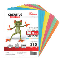 Бумага А4 80г/250л (5цв по 50л) интенсив БИpr-250r Creative