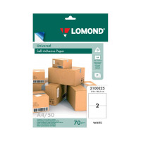 Бумага самоклеящаяся А4 Lomond  2шт на листе, 148,5*210мм, 70г/м2, универс. 2100225 (50л)