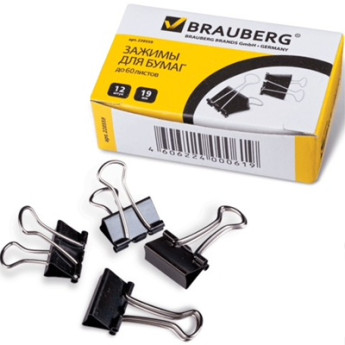 Зажим BRAUBERG чёрный 19мм 220559 (1шт) РАСПРОДАЖА