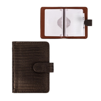 Визитница-кредитница на  24 карточки GALANT "Contract" под кожу крокодил, коричневая 235397