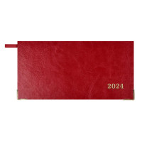 Еженедельник 170*88мм 2024г Escalada "Сариф" интегр. перепл., иск. кожа, красный, метал. уг. 63899