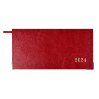 Еженедельник 170*88мм 2024г Escalada "Сариф" интегр. перепл., иск. кожа, красный, метал. уг. 63899