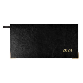 Еженедельник 170*88мм 2024г Escalada "Сариф" интегр. переплет, иск. кожа, черный, метал. угол. 63896