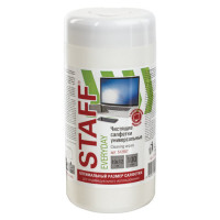 Салфетки для экранов, стекол и пластика универсал STAFF EVERYDAY,10х12см, туба 100шт,влажные, 512657