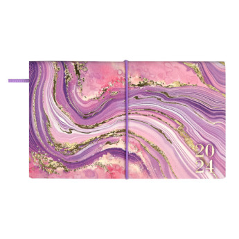 Еженедельник 175*105мм 2024г Escalada "Мрамор" мягк. переплет, иск. кожа, рисунок, резинка 63903