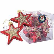 B-60-STAR-109/403/B2007 Набор украшений"Звездочки" 12 шт, цвет: красный