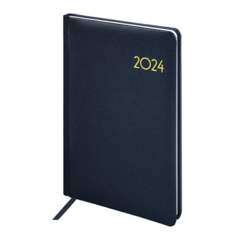 Еженедельник А5 2024 Brauberg "Select" балакрон, синий 115034