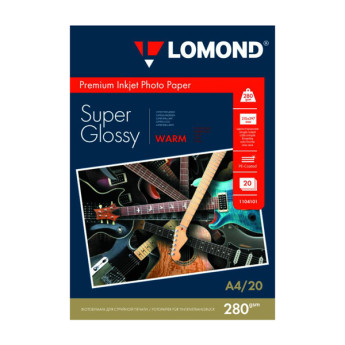 Бумага А4 Lomond д/стр.пр. 280г/м2, суперглянцевая, односторонняя 1104101 (20л)
