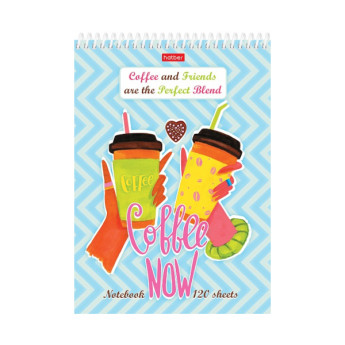 Блокнот 120л А5 Hatber "Кофе вдвоём" б/лин., пласт.спир., мел.картон, тонир.блок 120Б5Впс_26521