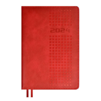 Еженедельник А5+ 2024г Escalada "Флоттер" мягк. переплет, иск. кожа, красный, тисн. фольг. 63846