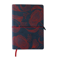 Блокнот 128л А5 Полином "GINKGO" клетка, мягк. обл., экокожа, резинка 3245