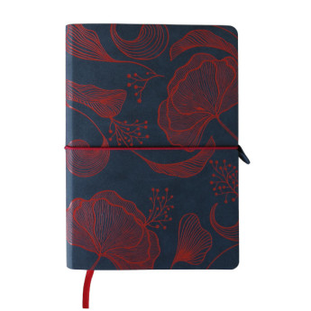 Блокнот 128л А5 Полином "GINKGO" клетка, мягк. обл., экокожа, резинка 3245