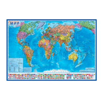 Карта MAZARI ТМ "Мир Политический" 1010*700мм, ламинация, интерактивная KH040