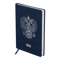 Ежедневник А5 2024г OfficeSpace "Eagle" тв. обл., иск. кожа, синий Ed5_51626