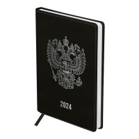 Ежедневник А5 2024г OfficeSpace "Eagle" тв. обл., иск. кожа, черный Ed5_51628