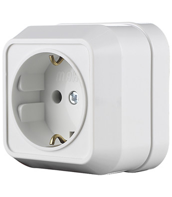 Розетка 1 местная с заземлением 16А Siva Ustu белая, MAKEL 45108