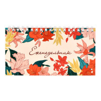 Еженедельник н/дат 165*85мм Феникс+ "Цветочная фактура" 64л, мел. картон, гребень 61591