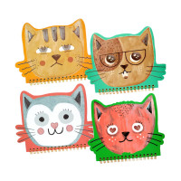 Блокнот 50л 15*18см Darvish "Котик" линейка, спираль, ассорти DV-13017