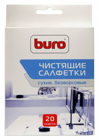 Салфетки чистящие BURO BU-Udry сухие,безворсовые,15х12см,20шт