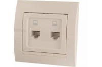Двойная компьютерная розетка Lezard DERIY жемчужно-белая, металлик 702-3030-141