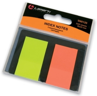 Набор самокл. закладок Lamark 25*45мм полимерная пленка (2 неон цв. по 25л) SN0120