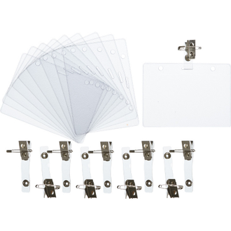 Бейдж горизонтальный (120х87 мм), металл зажим/булавка 1065ГК РАСПРОДАЖА