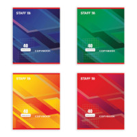 Тетрадь 40л А5 клетка "Эконом" мел. карт., на скобе, ассорти 402644 Staff