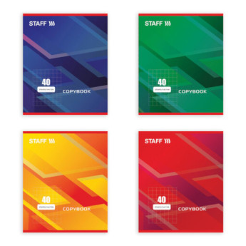 Тетрадь 40л А5 клетка "Эконом" мел. карт., на скобе, ассорти 402644 Staff