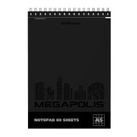 Блокнот 80л А5 Erich Krause "Megapolis" черный, клетка, спираль, мягк. обл., перф. 49812