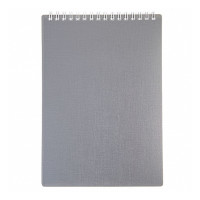 Блокнот 80л А5 Hatber "Canvas" серый, клетка, гребень, обл. пласт. 80Б5В1гр_05314