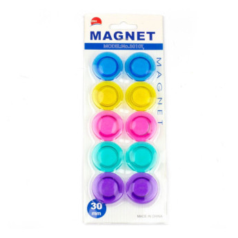 Магнит д/белой доски 30мм, 10 шт, круглый, ассорти AL6562 Alingar