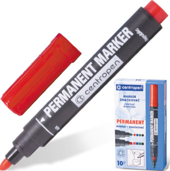 Маркер перм на спирт.осн. Centropen 8566 /красный/круглый/ 3мм