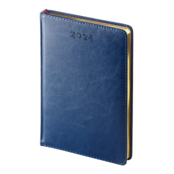 Ежедневник А5+ 2024 Альт "Sidney Nebraska" синий, золотой обрез, тв. обл., иск. кожа 3-125/04-24