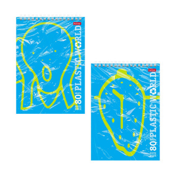 Блокнот 80л А5 Hatber "Plastic World" клетка, гребень, мягк.обл., подложка 80Б5В1гр