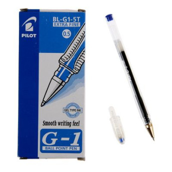 Ручка гелевая PILOT "G-1", СИНЯЯ, кор прозр, узел 0,5 мм, линия письма 0,3 мм, BL-G1-5T РАСПРОДАЖА