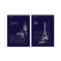 Блокнот 80л А5 Hatber "Блеск столиц" клетка, гребень, мягк.обл. 80Б5лофВ1гр