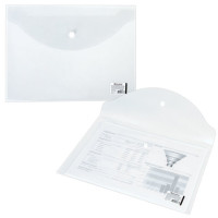 Папка-конверт с кнопкой BRAUBERG, А4, до 100 л, прозрачная, 0,15 мм, 221638