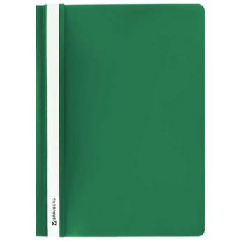 Скоросшиватель пластиковый BRAUBERG, А4, 130/180 мкм, зеленый, 220414