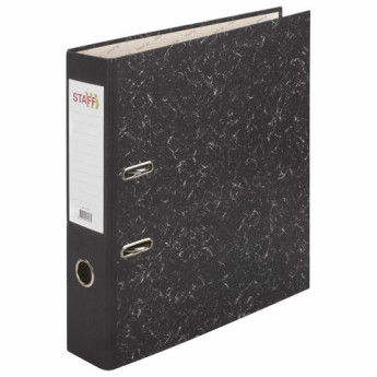 Папка-регистратор STAFF Basic БЮДЖЕТ с мраморным покрытием, 70 мм, без уголка, черн. корешок, 227185
