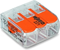 Зажим 3х4 мм (б/пасты с рычажком, прозрачный) WAGO 221-413