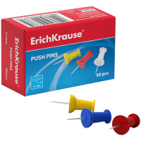 Кнопки-гвоздики силовые Erich Krause цветные, в карт.уп. (50шт) ЕК24877