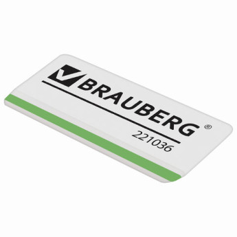 Ластик BRAUBERG "Partner", 57х18х8 мм, белый, прямоугольный, скошенный, 221036