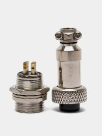 Разъем цилиндрический малогабаритный GX12M-4 кабельная вилка Ø12 мм, 5 А папа+мама