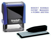 Штамп самонаборный 3-строчный, оттиск 38х14 мм, синий без рамки, TRODAT 4911P4/DB, БУ
