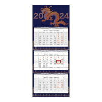 Календарь настен. кварт. 2024г "Год Дракона" 3бл., 3гр., бегун. 3Кв3гр2Фц_29911 Hatber