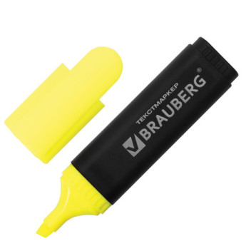 Текстовыделитель BRAUBERG "Contract" желтый, скошенный/1-5мм 150389