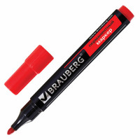 Маркер перманентный (нестираемый) BRAUBERG "Contract", КРАСНЫЙ, кругл.наконечн.3мм, без клипа,150467